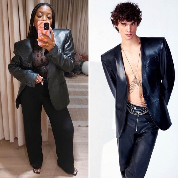 Mugler x H&M | Defined Waist Leather Blazer (Men’s) - Size S/M (EU 46/US 36R) - Picture 2 of 12